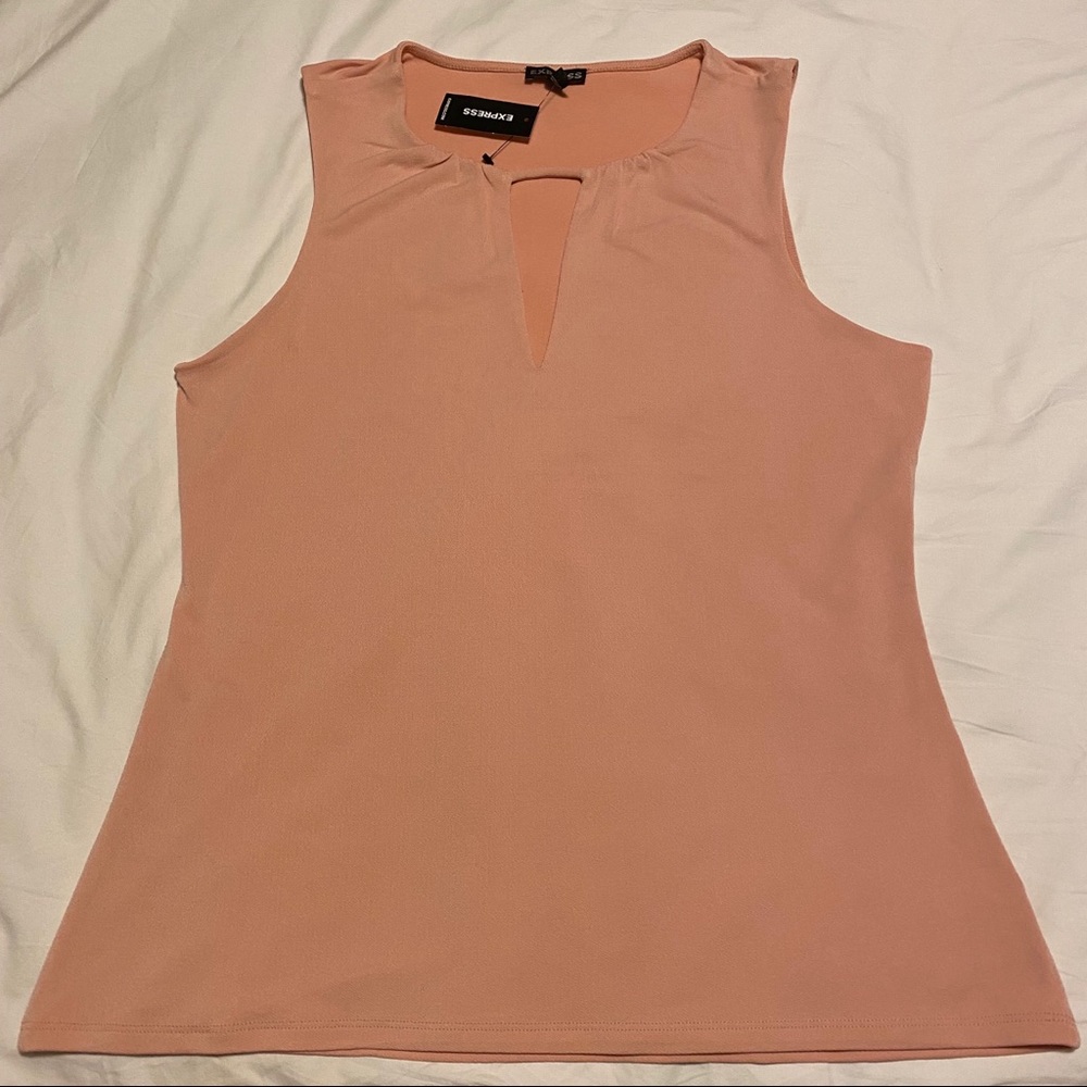 Express- Sleeveless Cutout Top Blouse Orange Cream Large